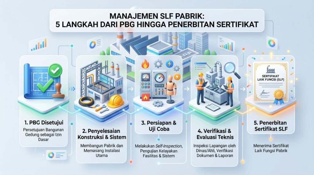 Lima langkah Panduan SLF Pemilik Pabrik pemula