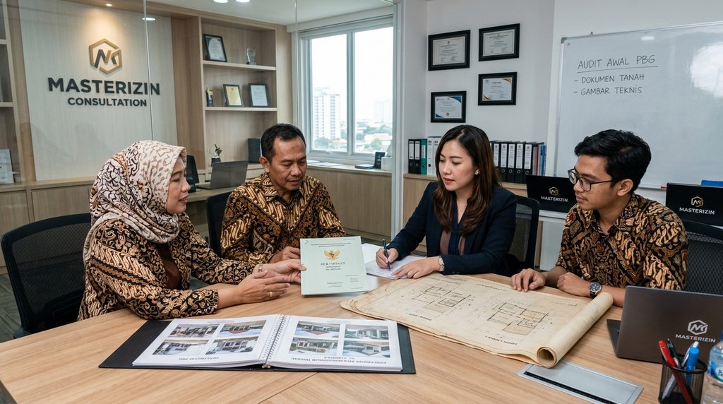 Pilih Masterizin Urus PBG — pemeriksaan bangunan komersial di Indonesia