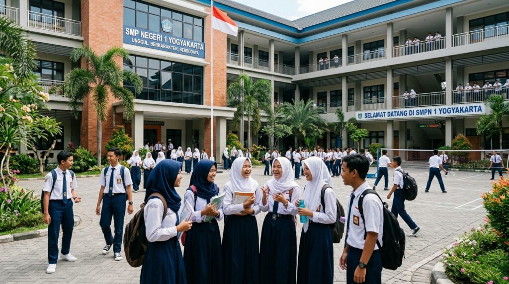 Gedung sekolah dengan legalitas lengkap menunjukkan Manfaat PBG IMB Sekolah