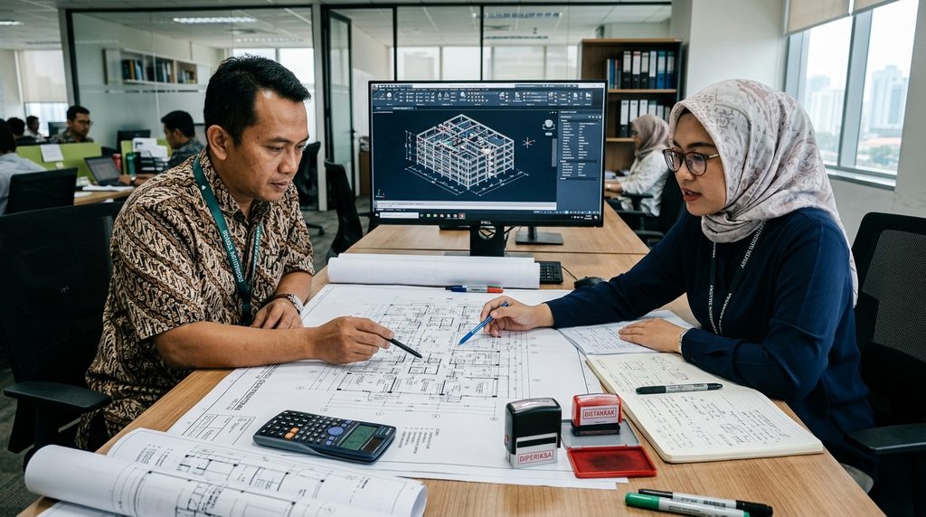 site plan bangunan pada tahap awal koordinasi proyek
