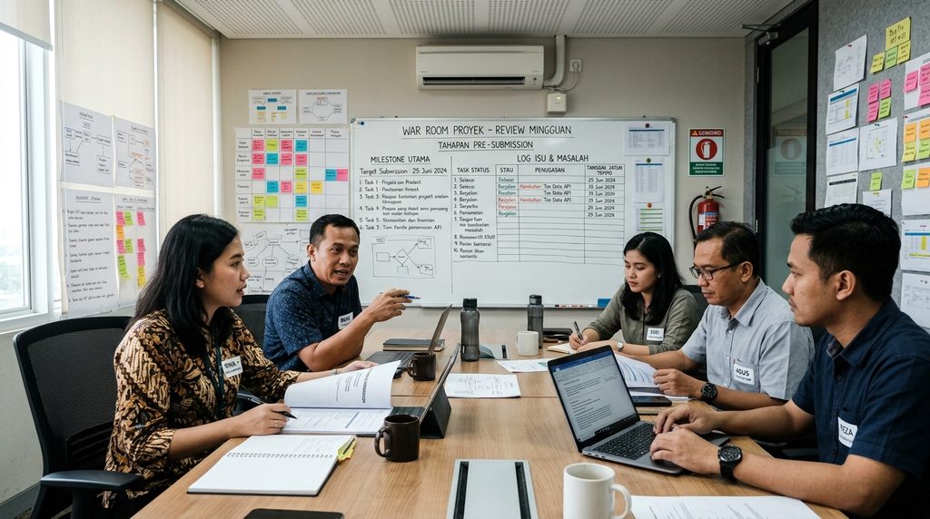 mixed use development — inspeksi gudang tahap koordinasi revisi